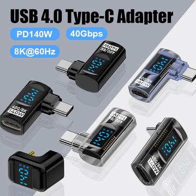 90 Derece USB C Adaptörü Dik Açılı U Şeklinde Type C Adaptörü 40Gbps Veri Aktarımı PD 140W USB4.0 8K 60Hz Video Thunderbolt 3/4 için