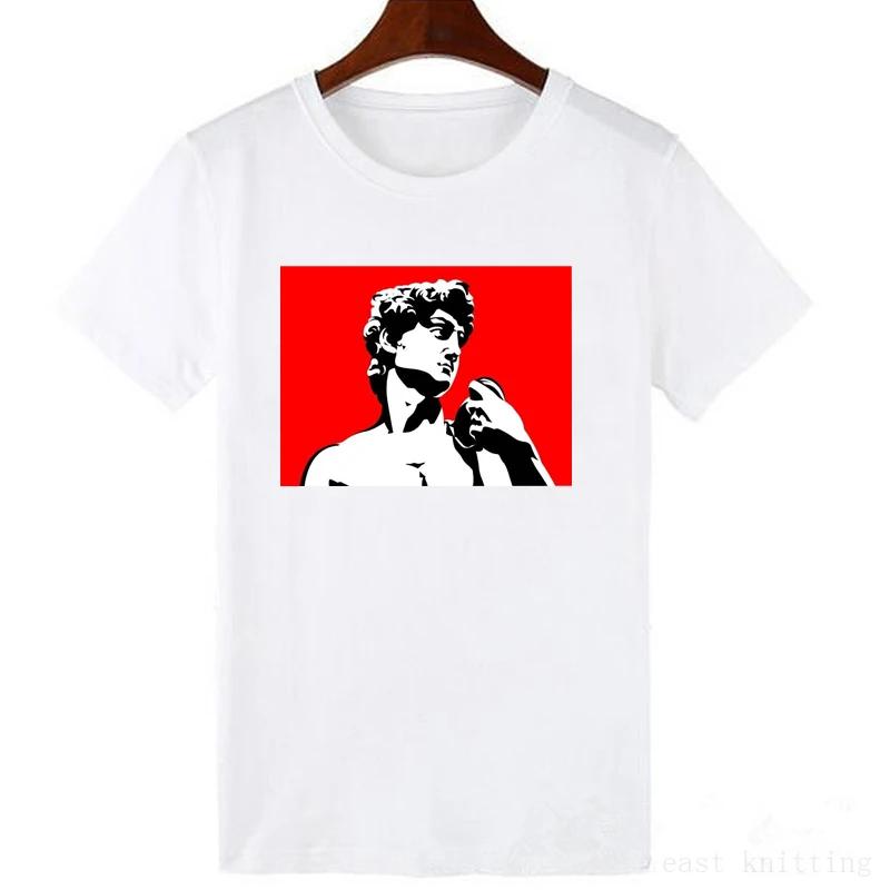 Neuestes Mode David Michelangelo Bedrucktes Grafik-T-Shirt Statue Kaugummi kauend Mode-Print Lustiges Harajuku-T-Shirt