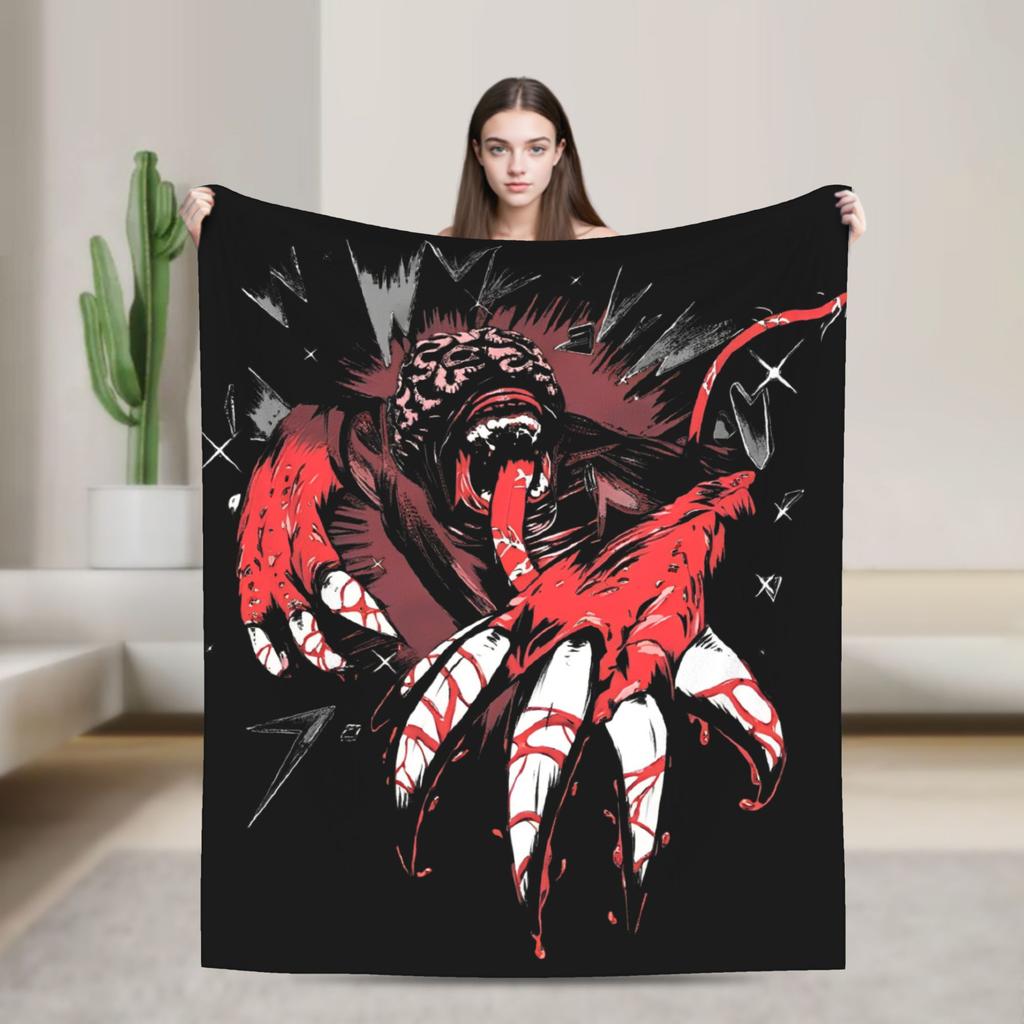 Leon Kennedy Resident 4 Remake Blankets Fleece Video Game Eviled Super Warm Throw Blankets for Bedroom Sofa Bed Rug