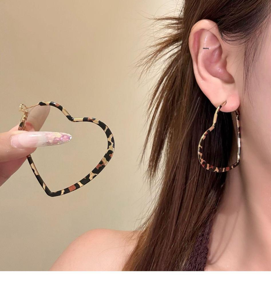 Silbernadel Leopard Harz Geo Runde Ohrringe, Retro Myer Stil, Nischen Design für Frauen