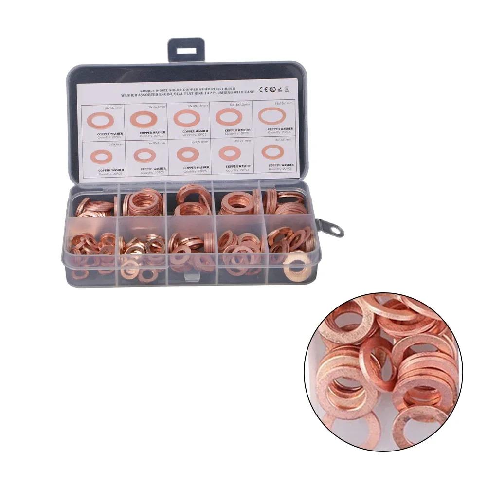 Automotive Repair Copper Gasket Set Flat Washer Set Pressure Reduction Classified Storage Efficient Engine Performance