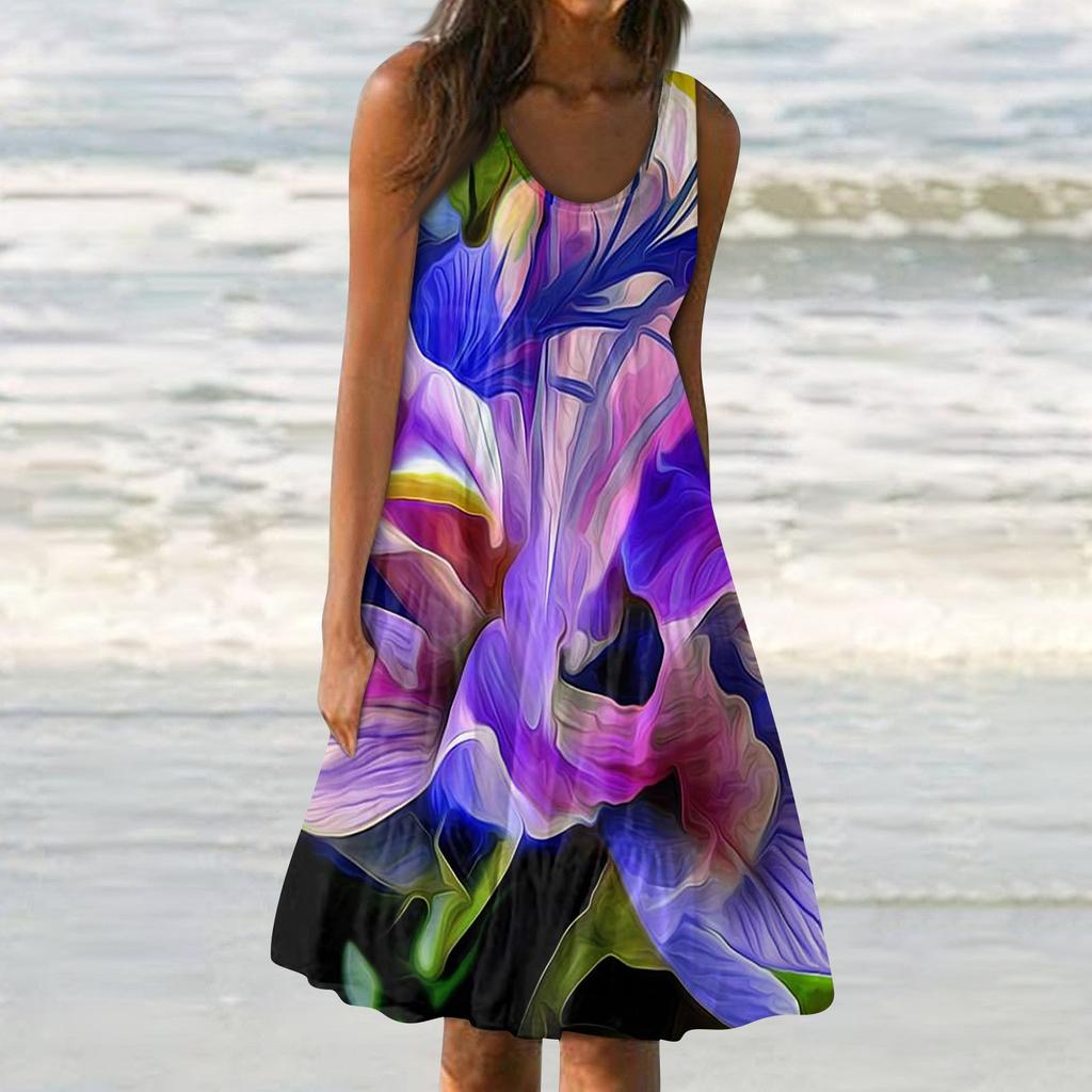 Women's Dress Cute Casual  Print Slip Beach Skirt Sundress