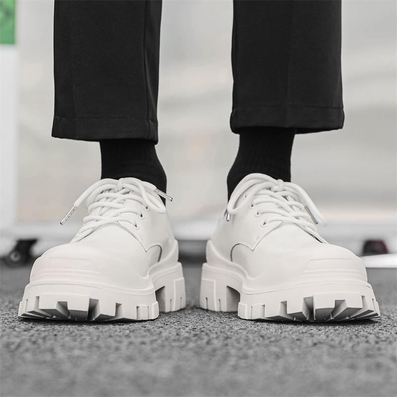 White big-headed Derby shoes men's thick-soled heightening British style high-end commuter casual leather shoes 59015-J