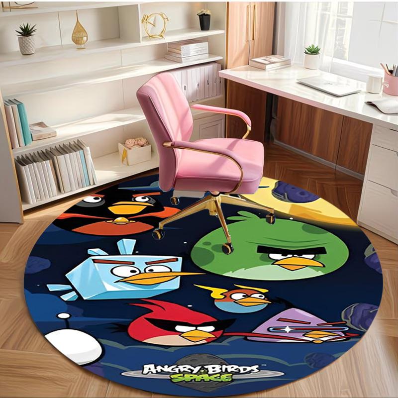 Angry Birds Print Round Rug, Washable Floor Carpet, For Entryway Dorm Laundry Room Office Study, Home Decor Birthday Christmas Gift