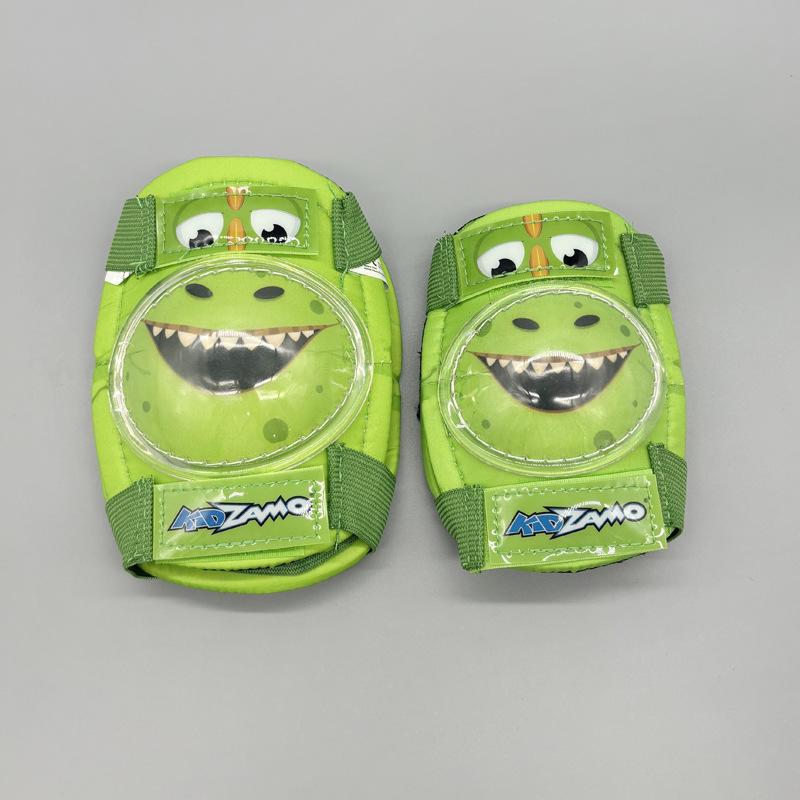 Green Dinosaur Kids Protective Gear Set: Roller Skates, Knee & Elbow Pads, Wrist Guards for Skating, Cycling, Skiing & Scootering