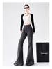 Petite Gray Micro Flare Sweatpants - High Waist, Draped American Style for Spring & Autumn (145)