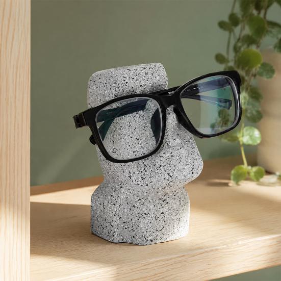 Bedside Eyewear Organizer Moai Eyeglass Holder, Abstract Easter Island Stone Stand, Fun Glasses Holder Stand Creative Display Stands, Modern