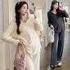 Maternity Clothes Hooded Semi-open Chain Sweater Spring Autumn and Winter Loose and Thin Commuter Top