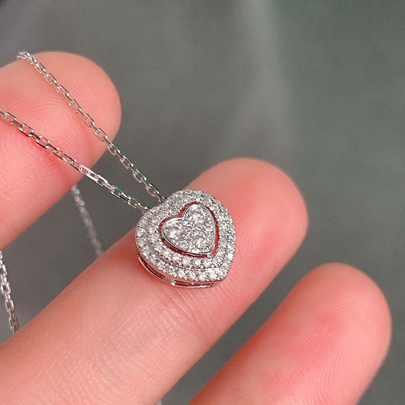 Romantic Hollow Out Heart Crystal Pendant Necklace For Women With Zirconia Stone Wedding Necklace Fashion Lovers Jewelry Gifts
