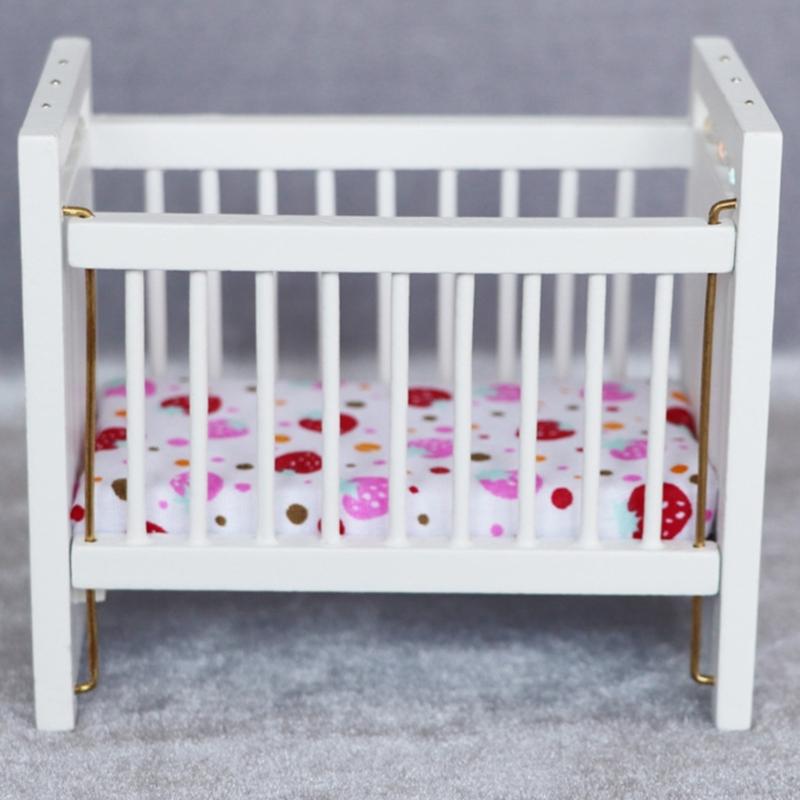 Realistic Crib Model Wood Crib Dollhouses Realistic Mini Size Collection Toy