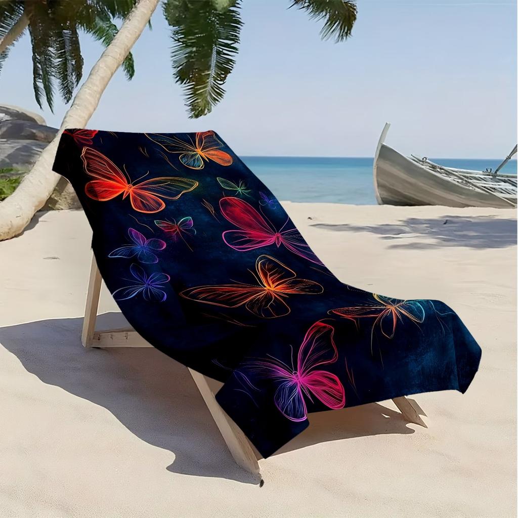Traumhafter Schmetterling mit bunten Mustern Polyester-Mikrofaser-Strandtuch ist sehr saugfähig, geeignet für Bade- und Strandausflüge