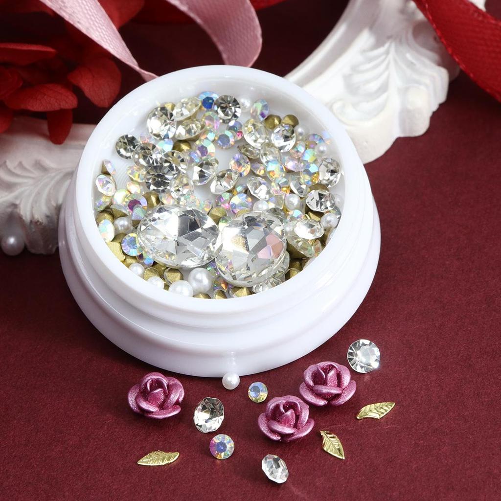 Valentinstag Sprudelwasser Diamant Scharfer Boden Diamant Rote Rose Metall Aluminium Blume Nagelzubehör DIY Anhänger Nageldekoration