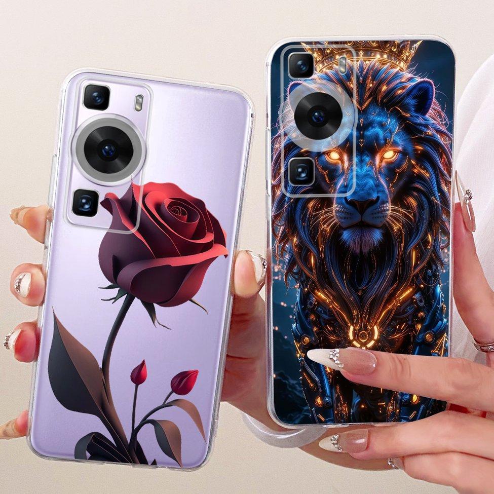 Clear For Huawei P60 Case Cute Cat Fashion Butterfly Funny Painted Casing For Huawei P60 Pro MNA-AL00 MNA-LX9 Cover