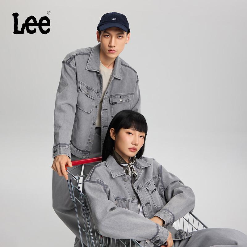 Lee Unisex Relaxed Fit Light Grey Rider Denim Jacket XL