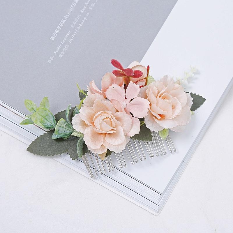 Bohemia Brides Wedding Flower Hair Comb Hairpin Bridesmaid Headdress Hair Combs Hair Accessories For Women Girls Floral Hairpins