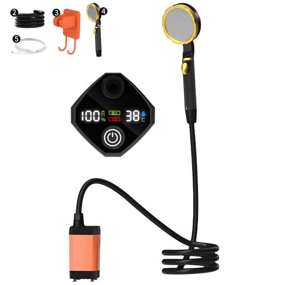 Pompa prysznicowa do użytku na zewnątrz, kempingowa, 6000 mAh/7800 mAh/9000 mAh, przenośna, akumulatorowa, elektryczna pompa prysznicowa z inteligentnym wyświetlaczem cyfrowym