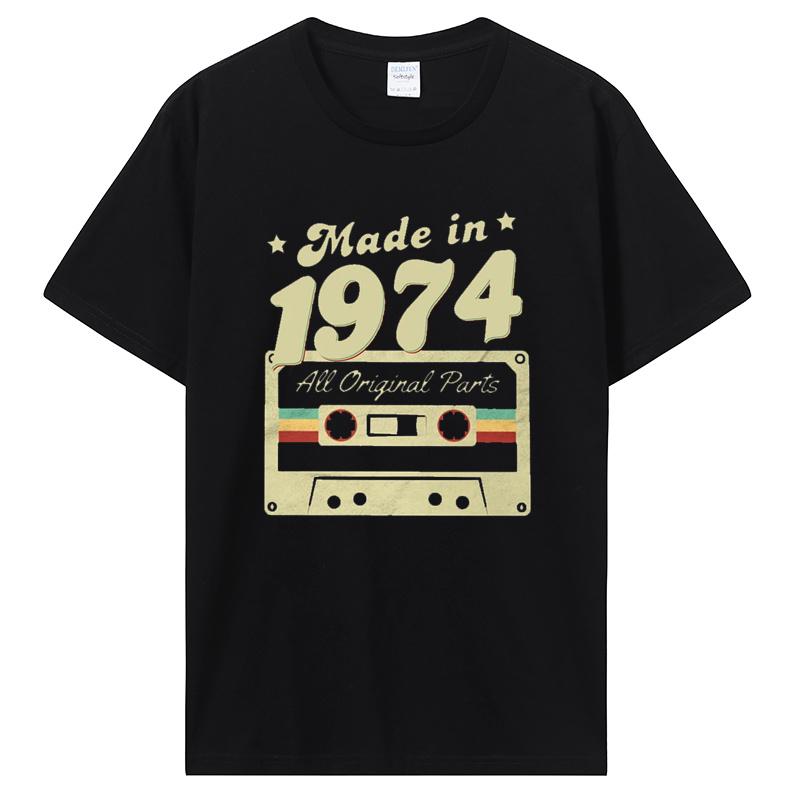 Staré Vintage 1974 Narozeninové Pánské Dámské Tričko Manželka Manžel Dárky k Narozeninám Nápisy Citát Grafické Oblečení Oversized Tričko