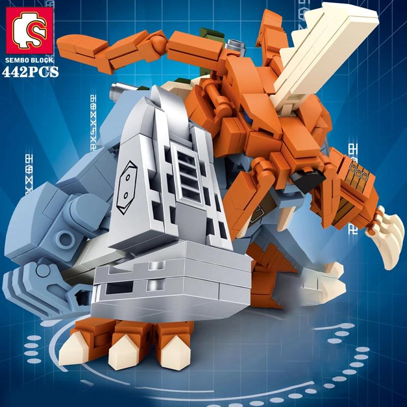 Non-Toxic Sembo Metal War Greymon Anime Building Blocks Action Figure Models Bricks Lighting Anime Kids Model Toy Doll Gifts With Dolls