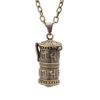 Antiqued Brass Mantra Cylinder Necklace with Hidden Compartment