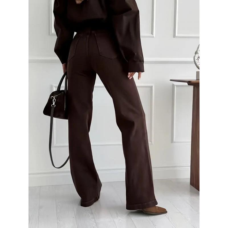 Jeans Donna Skinny Trendy Marrone Scuro – Alta Elasticità, Stile Europeo/Americano, Pantaloni in Denim Casual Micro-Svasati per il 2026.
