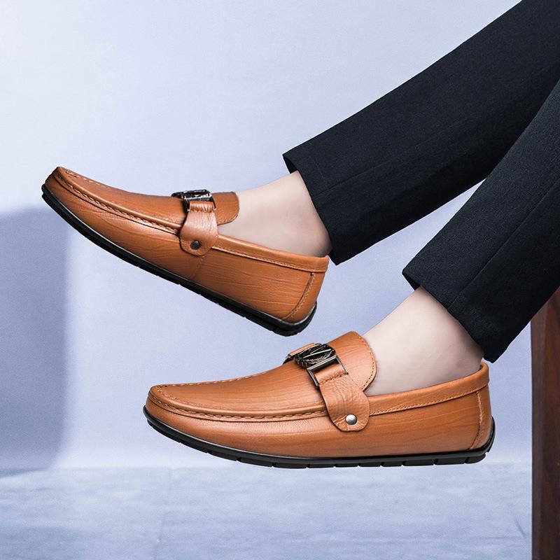 

Autumn first-layer cowhide flats dad leather shoes, casual foot-fitting lazy men s shoes 38