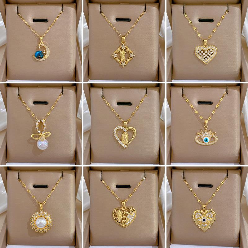 Lucky Necklace Women'S Copper Micro-Inlaid Real Gold Electroplating Simple And Exquisite Clavicle Chain Neck Chain