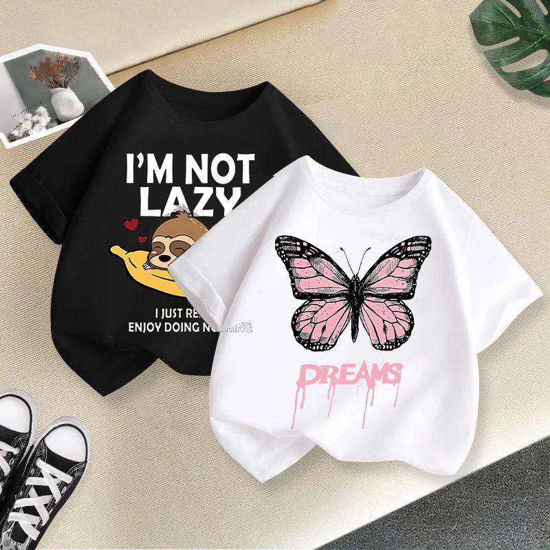 Summer Boys and Girls Short Sleeved T-shirt Cotton New Cartoon Printed Top Girls' Children's Clothing Trend
