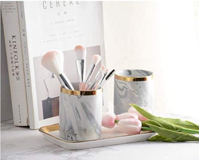 Makeup Brush Case Brush Nail Brush Pen Holder TK.Felly Stand, Marble-Style, Holder, Holder,