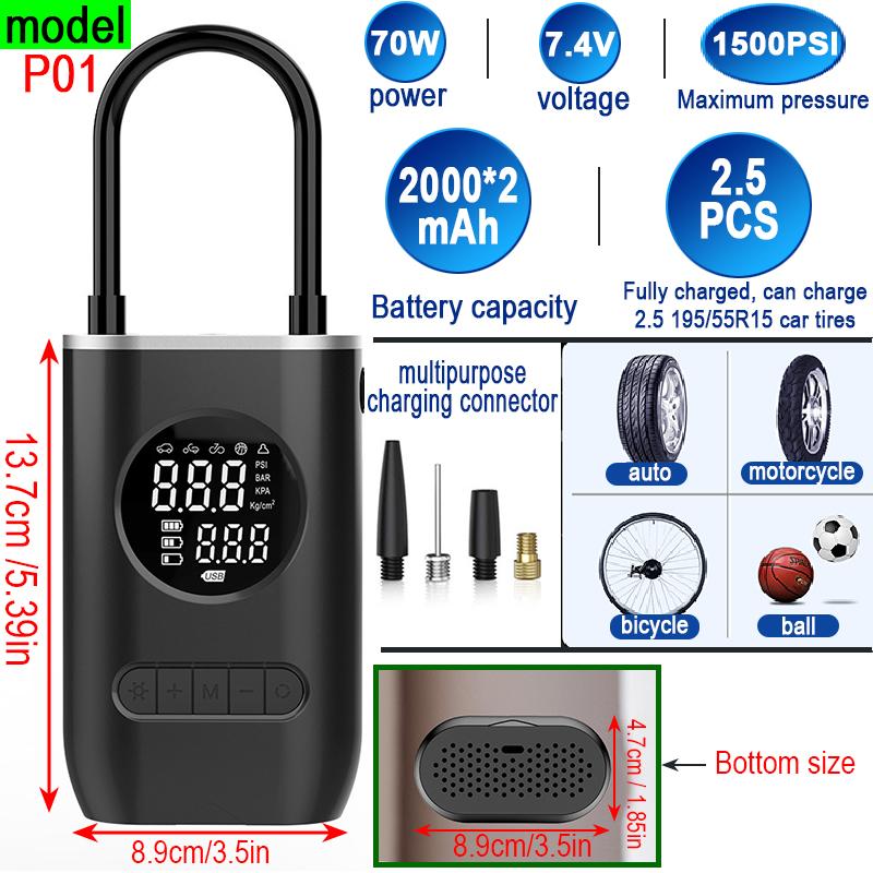 Multi Functional Portable Wireless Tire Inflation Car Digital Display Tire Inflation Pump Car Mounted Inflation Pump Inflator