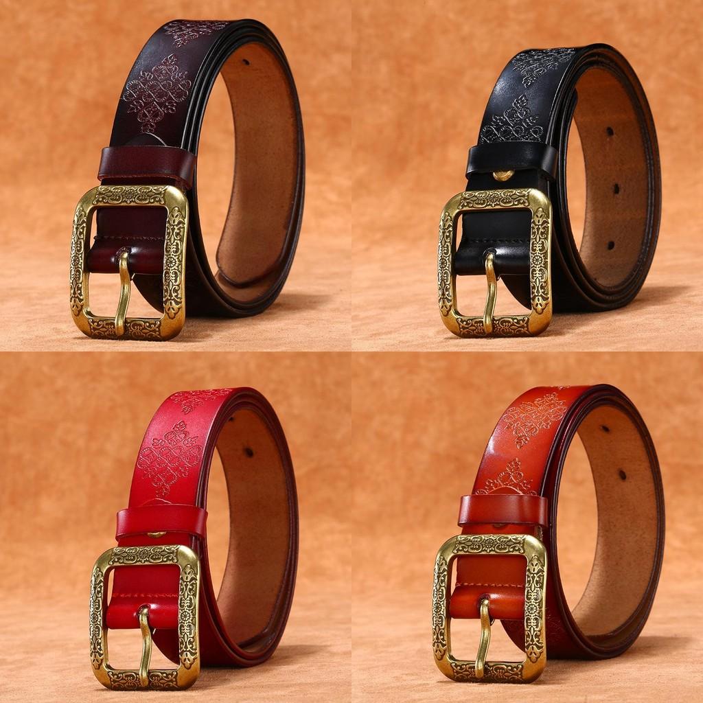 Belt Leather Premium Brass Pin Buckle Trendy Waist Accessory Decoration Daily