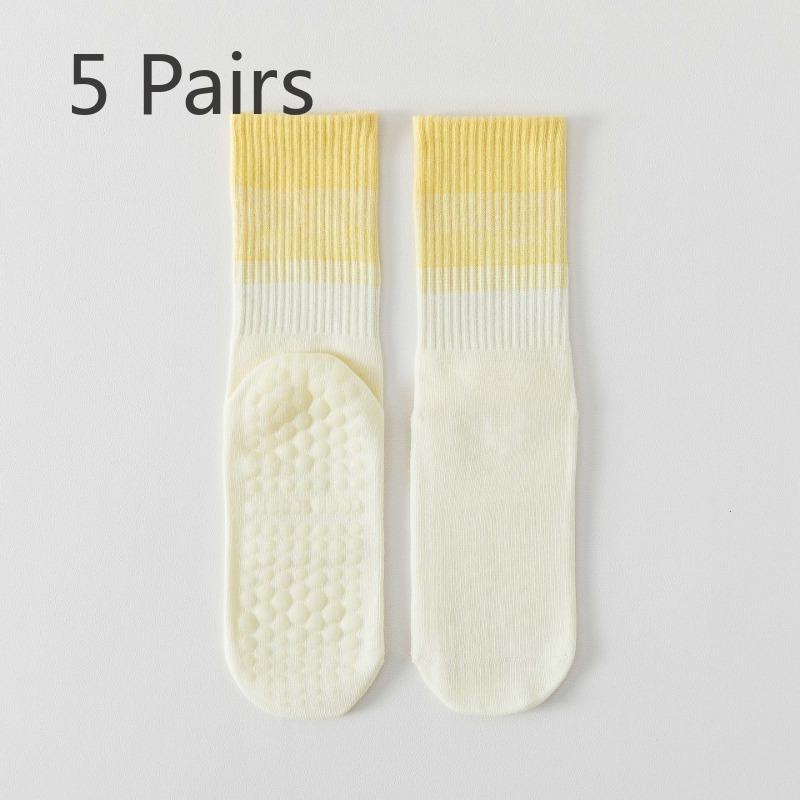 5 Pairs of Women's Summer Midtube Professional Fitness Sports Non Slip Indoor Running Yoga Socks