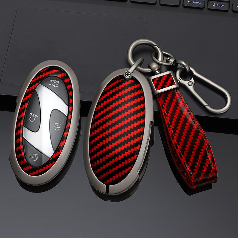 5 7 Buttons Carbon Fiber Texured Car Key Case Cover For Hyundai Kona Ev Grandeur GN7 IONIQ 6 2025 2025 Remote Key Protect Shell