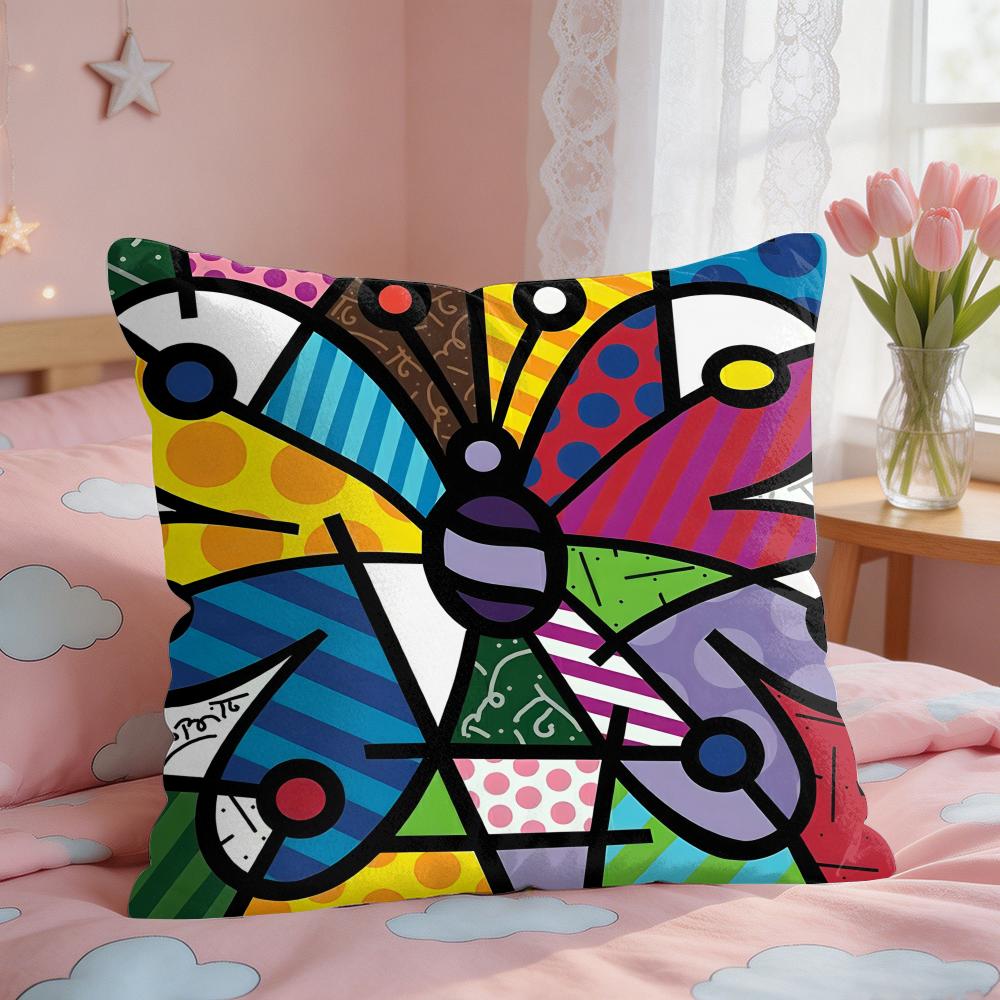 BBritto Art Design Abstract Cushion Cover Square Short Plush Pillow Case Living Room Sofa Home Decor Funda X