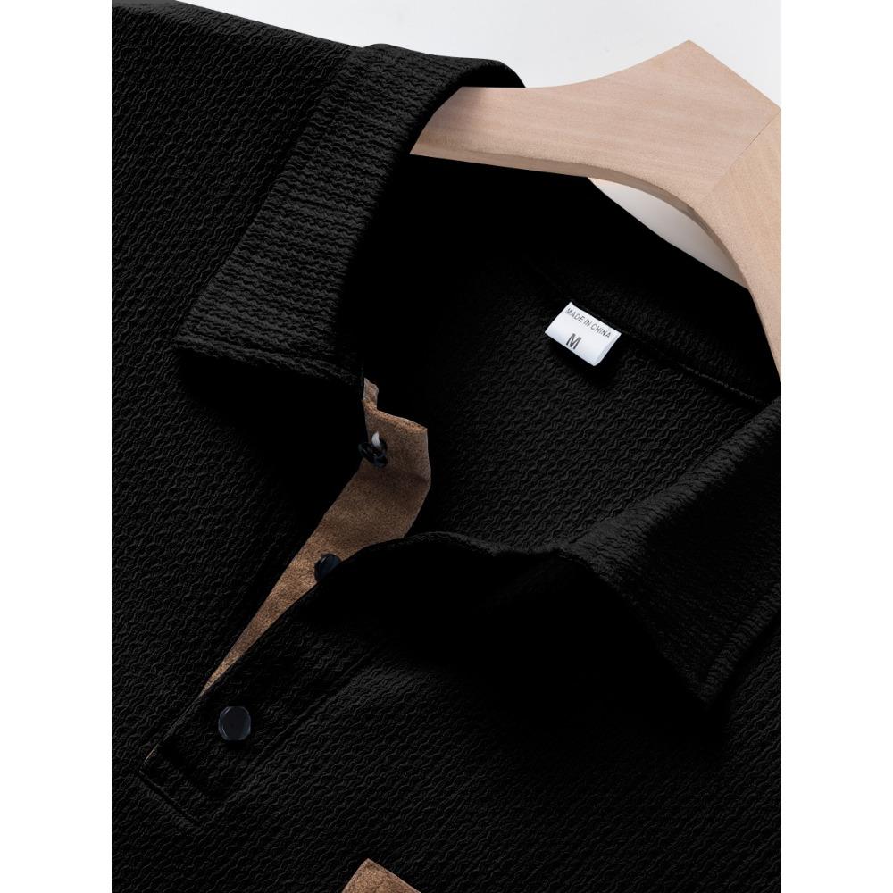 Men's Fashion Solid Polo Shirts Short Sleeve Turn-down Collar Soft Comfortable Simple T-shirt Top