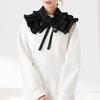 Elegant Gothic Victorian Layered Ruffle False Collar Choker with Ties for Women and Girls Detachable Pleated Shawl Cape