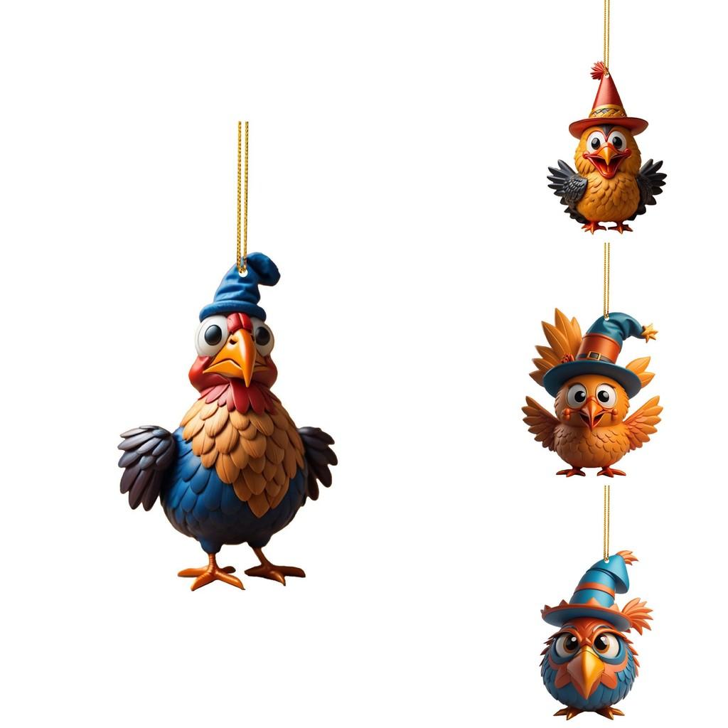 Colorful Acrylic Turkey Car Ornament Festive Christmas Tree Decoration For Home
