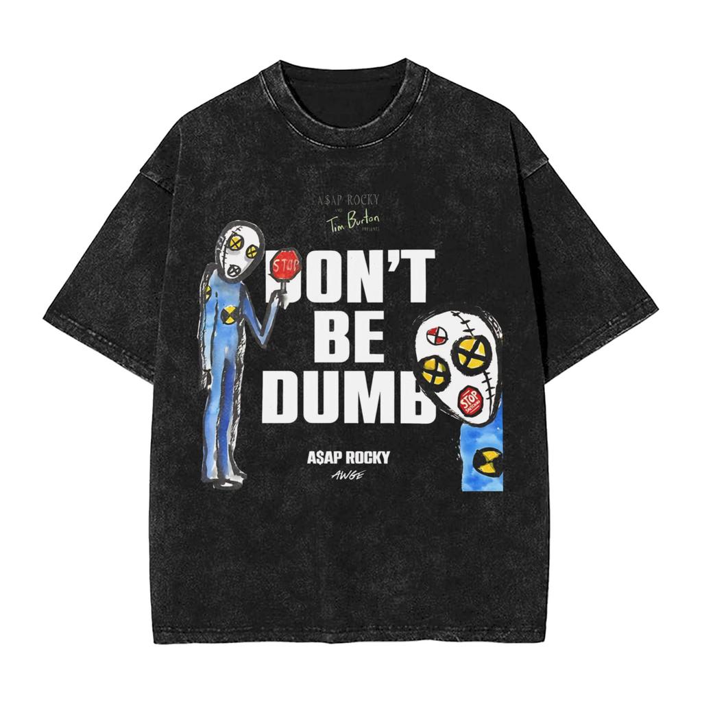 Design AAP Headscar Vintage Washed TShirt Men 100Cotton Clothing Streetwear Asaps  Oneck Short Sleeve