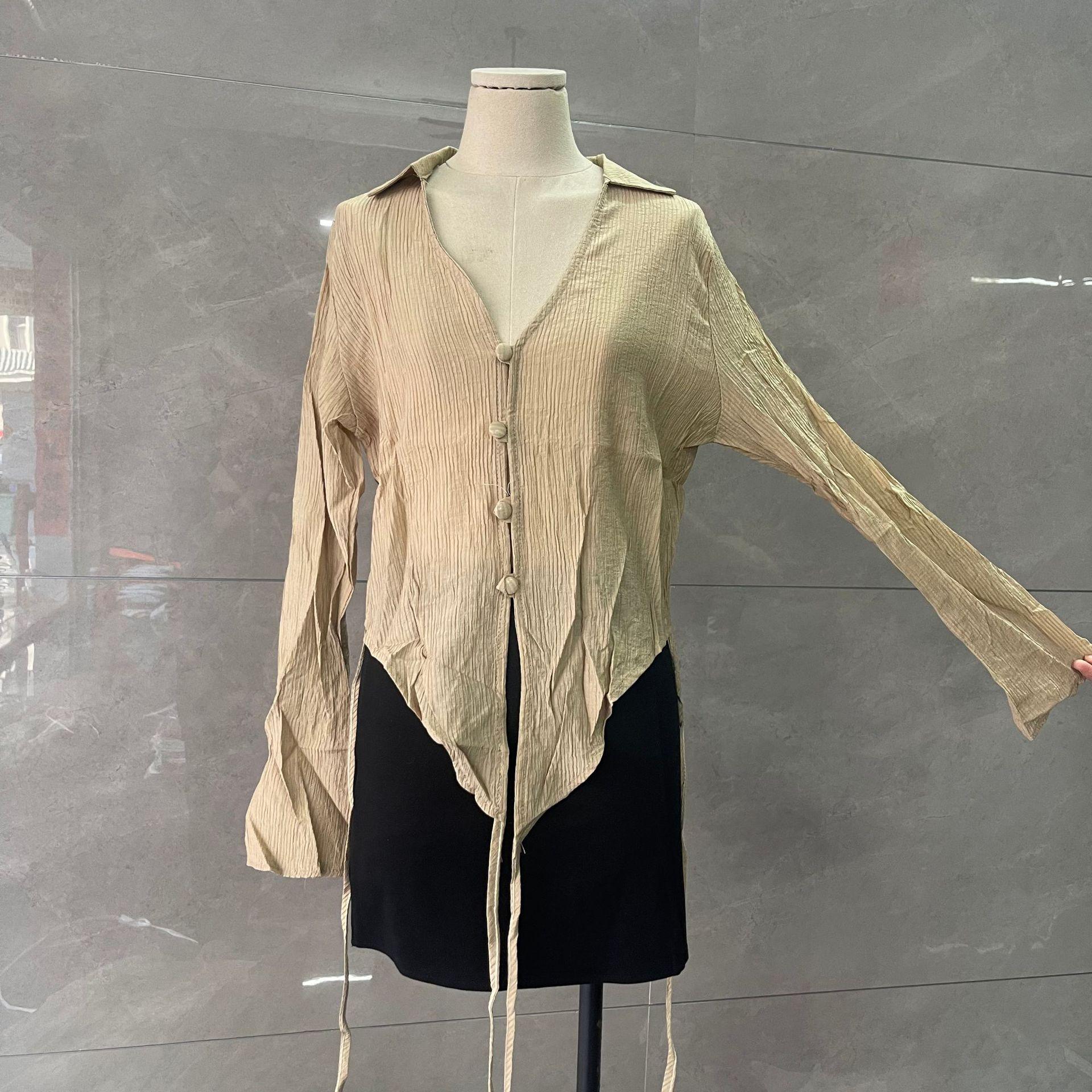 

Женский кардиган с V-образным вырезом, завязками и рукавами-колокольчиками: Топ для защиты от солнца весна/осень M (Approx 105 lbs)