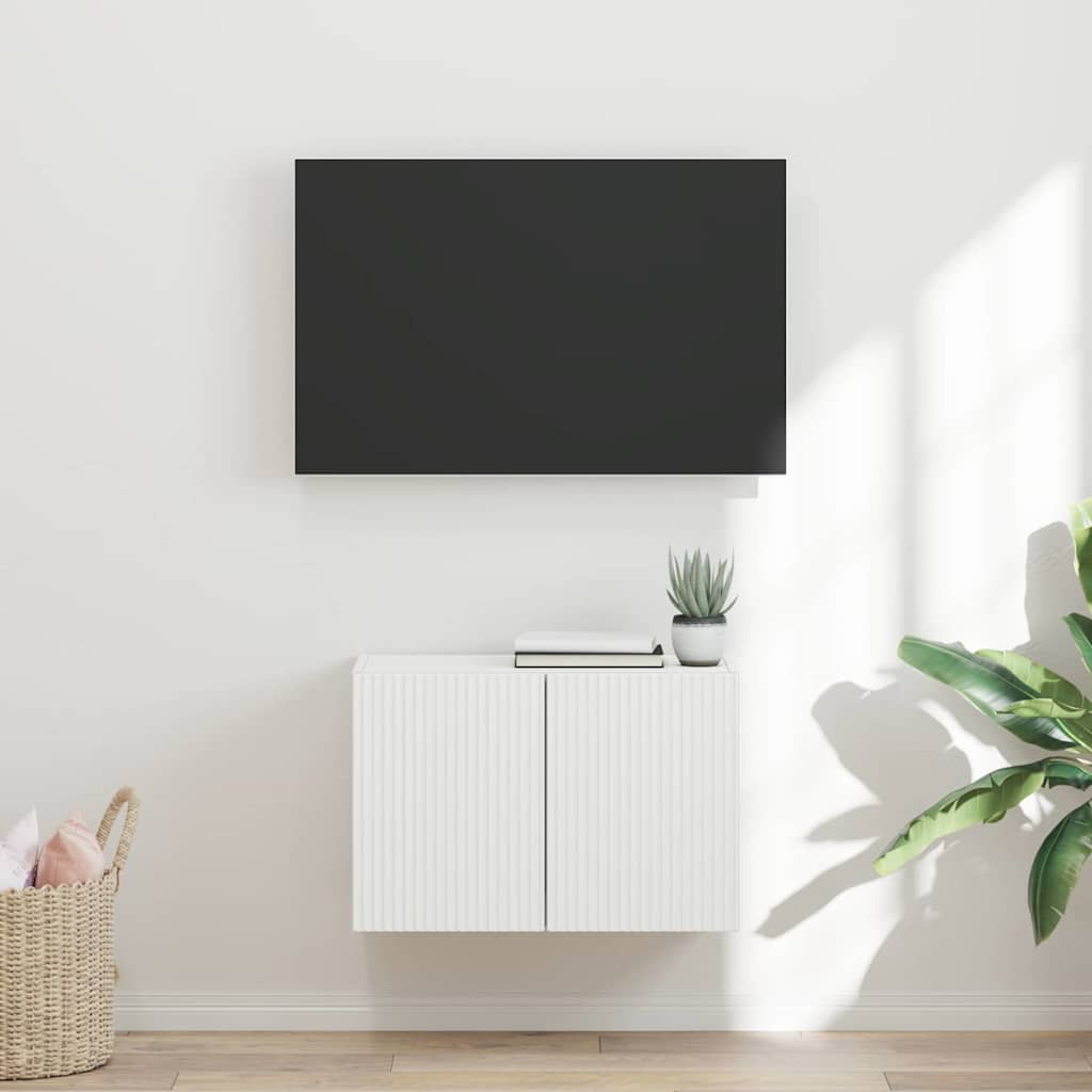 Wall Mounted TV Cabinet White 59.5 X 31 X 40 Cm Particleboard