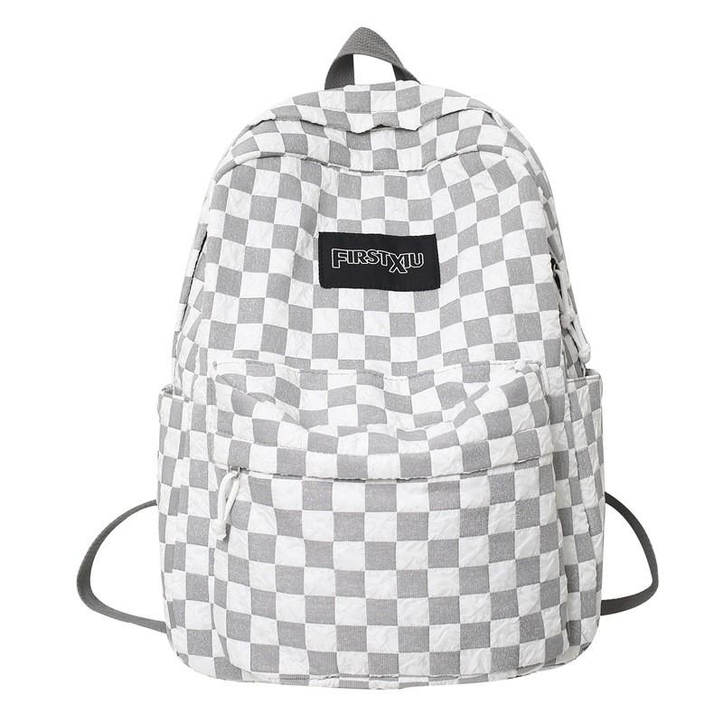 Pattern Simple Checkered Letter Decoration Student Leisure Backpack For School
