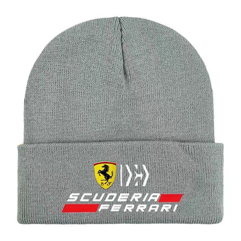 Black Red Grey Knit Hat for Women Men Autumn Winter Warm Skullies Beanie Adult Hats & Caps For Ferrari Scuoerir Ferrari SF90