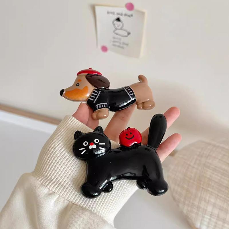 Creative Dachshund Fridge Sticker Cartoon Resin Cat Refrigerator Magnets Cute Personalized Magnetic Stickers Photo Wall