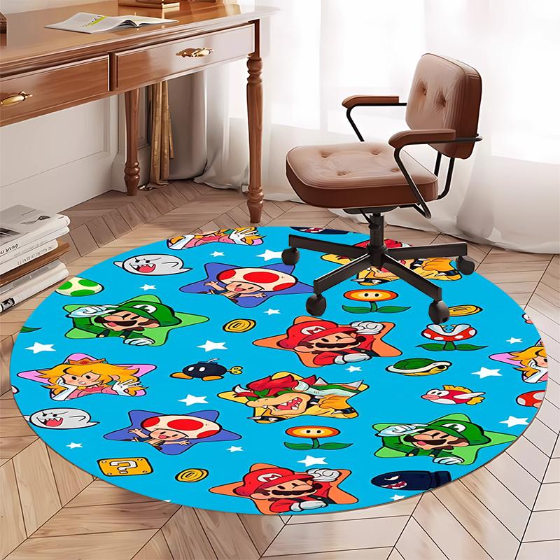 Mario Printed Round Rug Carpet Chair Rug Area Rug Entryway Doormats,for Office Chair Living Room Bedroom Kitchen Room.