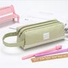 Pencil Solid Color Bag Stripe Rectangular Double-layer Letter Double Zippers Large Capacity Stationery