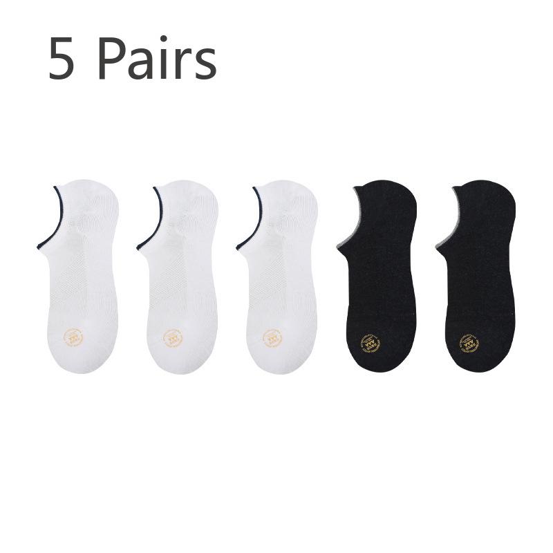 5 Pairs of Boat Socks Men's 3A Antibacterial Thin Socks Men's Summer Mesh Breathable Thin Shallow Mouth Anti-odour Invisible Socks