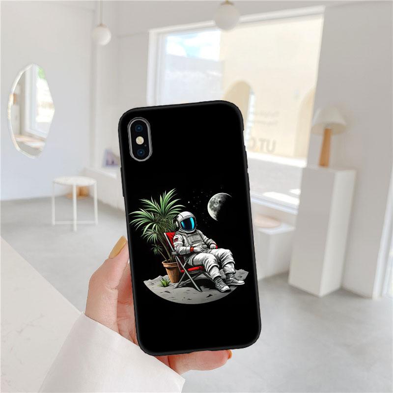 CJ12 Astronaut Space Moon Soft Shell Phone Case for Redmi Note 13 14 Pro+ Plus A3 A3X 13X 13C 13R 14S 14C 14R Redmi 14R