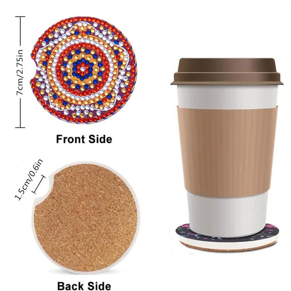 6 Pieces Crystal Car Coaster Rhinestone Coffee Milk Tea Cup Bottle Placemat Interior Automotive Portable Pad Round Mat