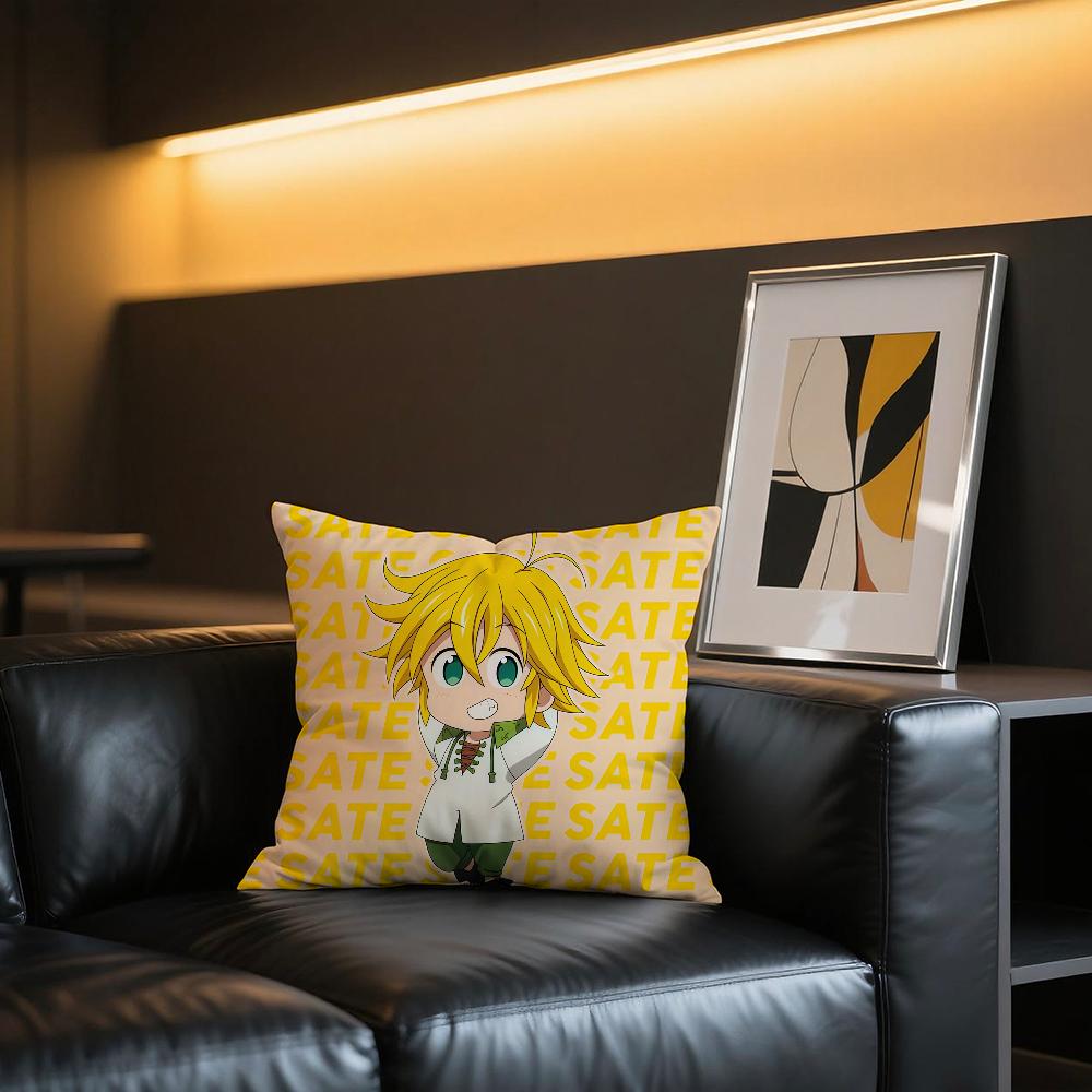Funda de cojín Anime The S-Seven D-Deadly Sins Meliodas Cómoda y suave ropa de cama amigable con la piel almohada de sofá para el tiempo libre funda de almohada para coche