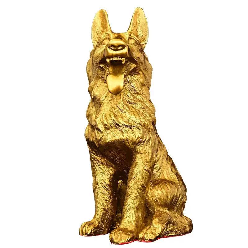 

Lucky Copper animal Wolf Dog Home Ornaments Watchdog Guarding Wealth Dog Crafts