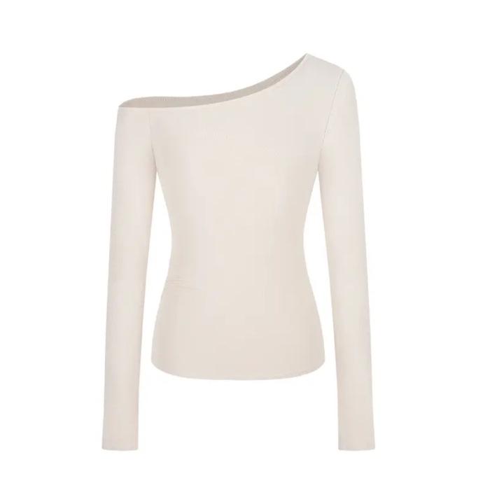 

Приталенная футболка с длинным рукавом и открытыми плечами - Нишевый дизайн начала осени Small абрикосовый